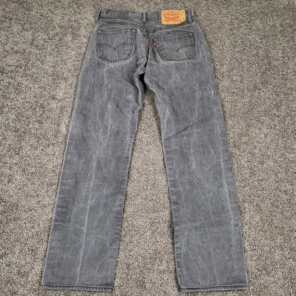 Levi 501 Jeans Mens 31x34 Fits 30x31 Grey Acid Wash Straight Leg Denim Read*